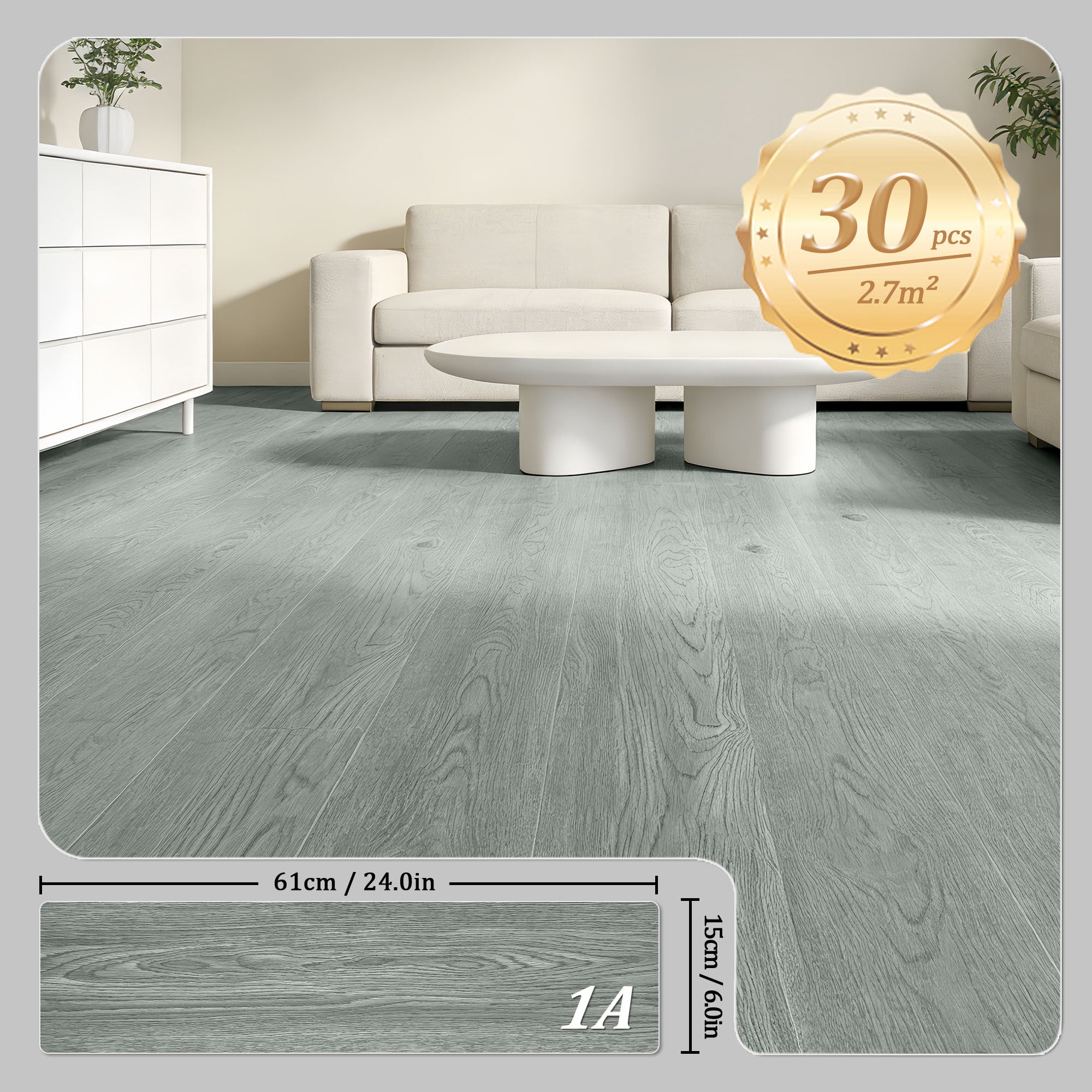 Pavimento Vinilico Adesivo PVC – Set 30 Pezzi (2,7 m²) – Effetto Legno