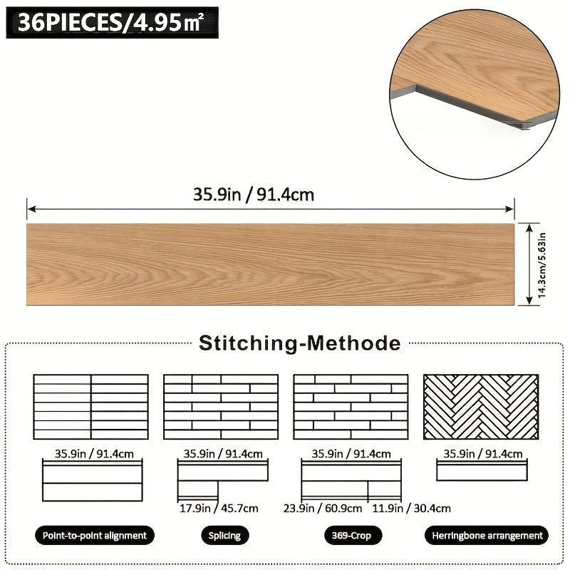 Pavimento Vinilico Adesivo PVC – Set 36 Pezzi (4,7 m²) – Oak White