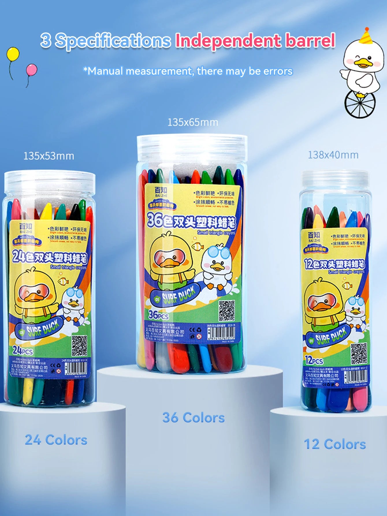 12-36 Color Kawaii Double-headed Triangle Crayon Children's Oil Painting Sticks Safe and Harmless Early Art Educational Supplies