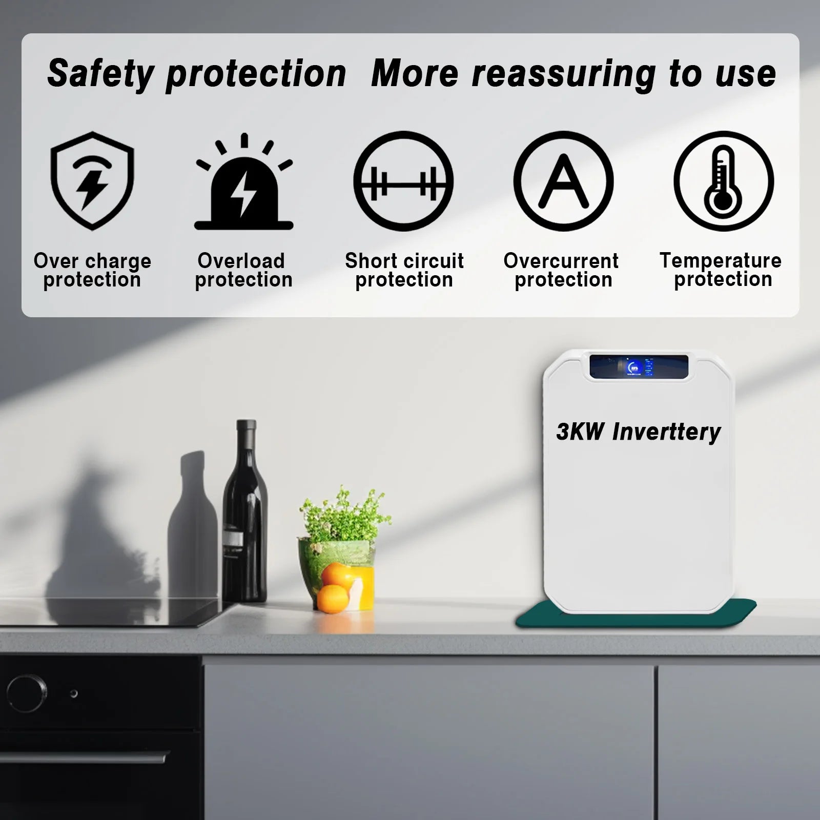 3000W Off Grid Photovoltaic Energy Storage Power Station, 3KW Inverter and 24V 100Ah LiFePO4 Battery All-in-one Machine