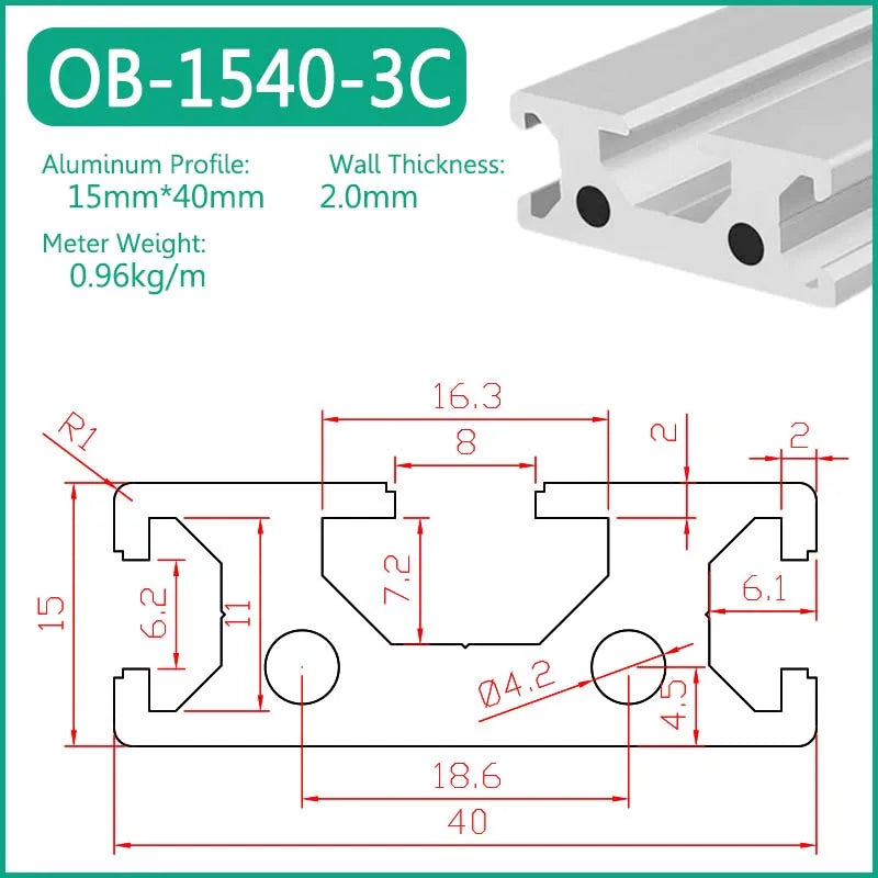 1515 1520 1530 1540 1560 1570 1590 15120 15160 15180 Aluminum Profile Framework Linear Rail Extrusion CNC 3D Printer Parts DIY