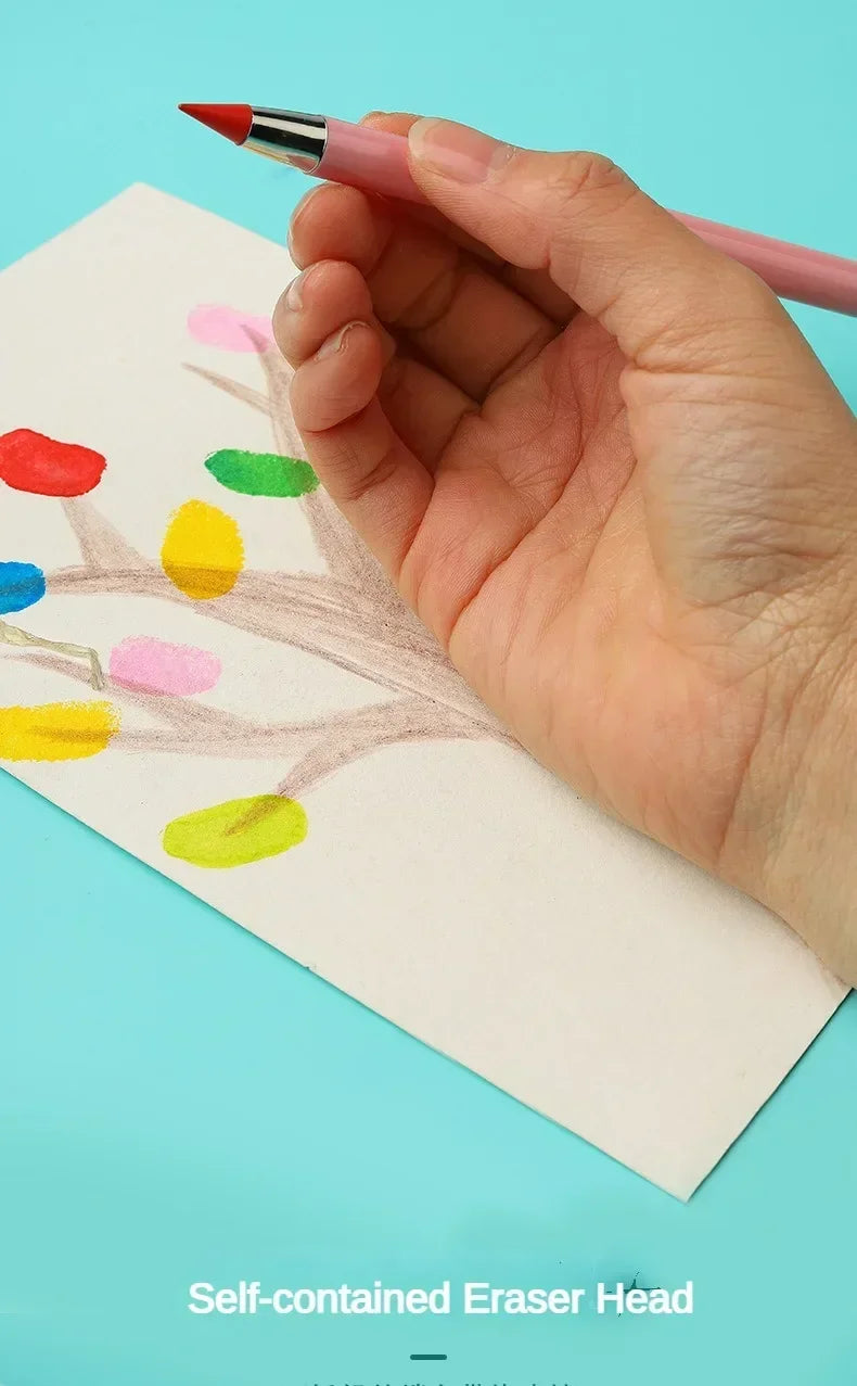 12 Pcs Set Infinity Pencils Multicolor Eternity Pencils No Ink with Eraser Pen School Stationery Drawing Pens Art Supplies