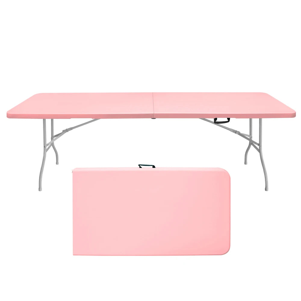 244cm Heavy Duty Portable Folding Table - 135KG, Multi-Functional Fold-Up Table, Indoor Outdoor Use for Camping Picnic Parties