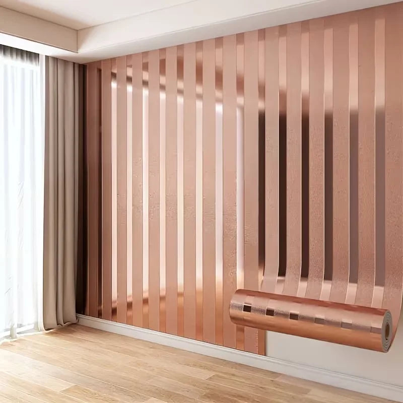 Modern Gold Striped Peel and Stick Wallpaper Shimmering Metallic Design for Bedroom Accent Wall Living Room Furniture Renovation