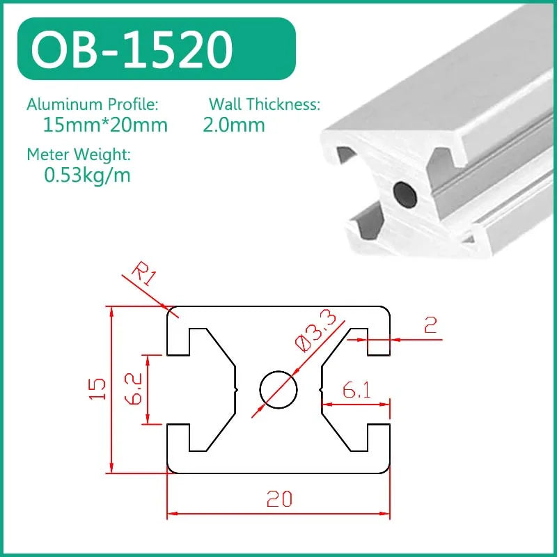 1515 1520 1530 1540 1560 1570 1590 15120 15160 15180 Aluminum Profile Framework Linear Rail Extrusion CNC 3D Printer Parts DIY