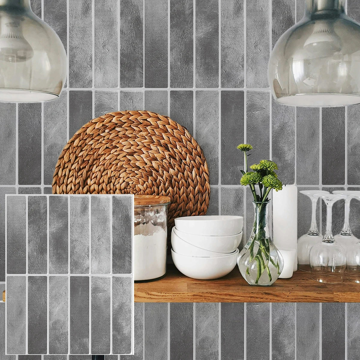 5/10/20pcs Self-Adhesive Wall Tile Stickers, Heat Resistant Peel AndStick Kitchen Backsplash, Waterproof Wall Tile Stickers