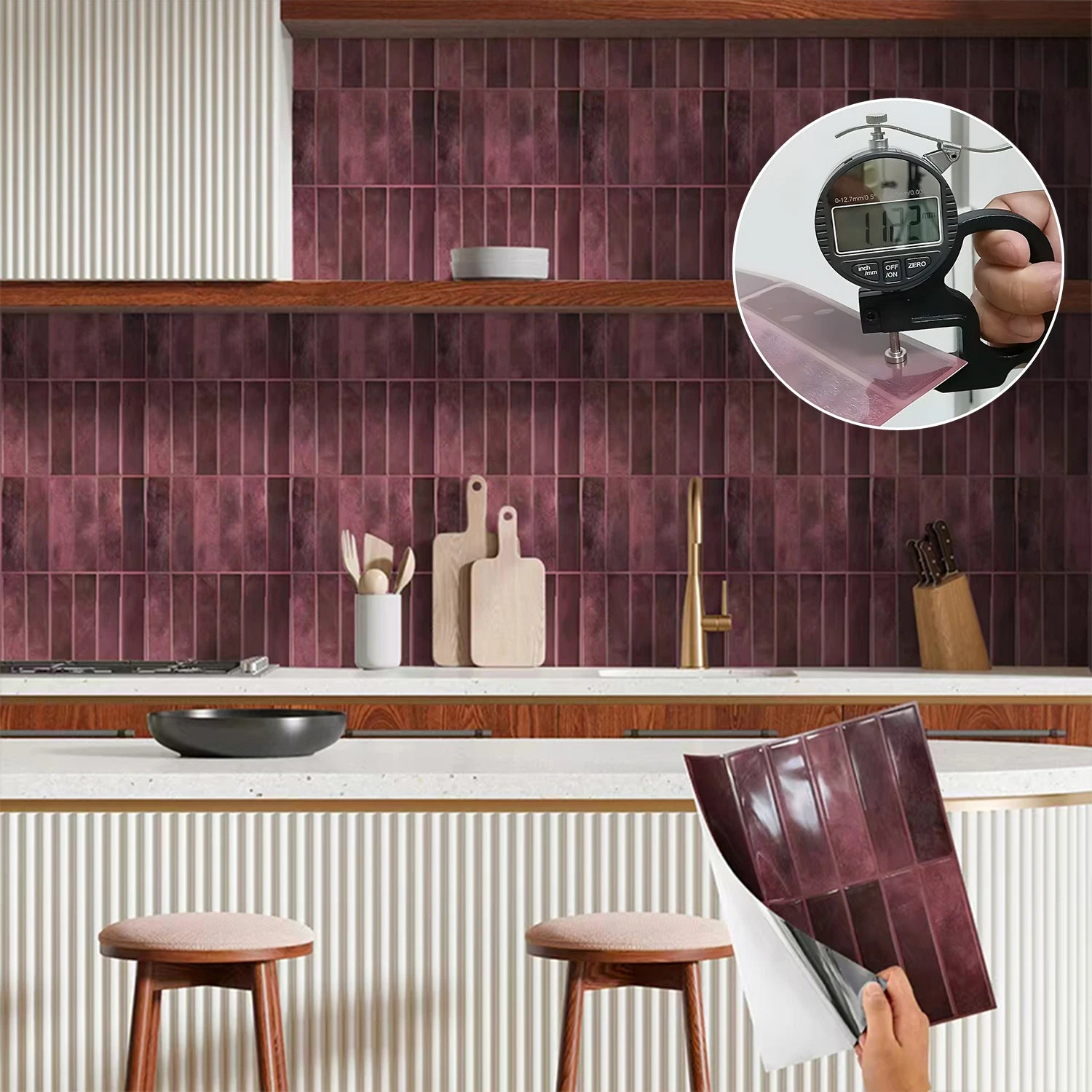 1/5/10/15/20pcs Self-Adhesive Wall Tiles Stickers, Heat Resistant Peel AndStick Kitchen Backsplash, Waterproof Wall Tile Sticker