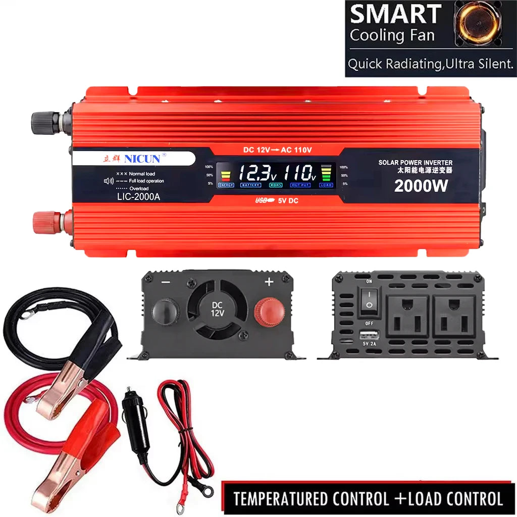 2000W Off-Grid Solar CompleteKit Power w/100A MPPT Controller,110V 220V Inverter&10AH 30AH LiFePO4 Battery for Home/RV/Camping