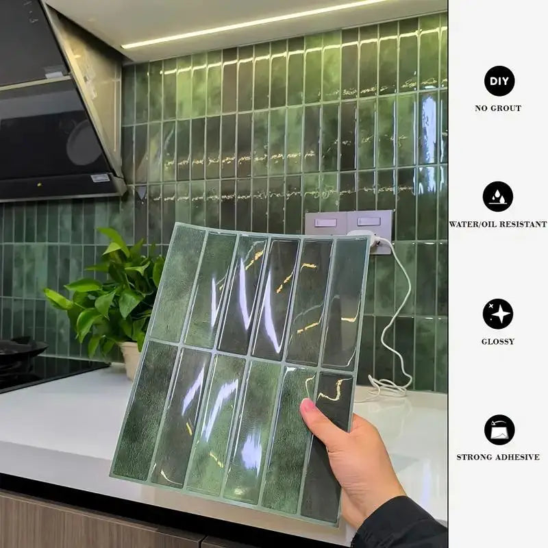 1/5/10/15/20pcs Self-Adhesive Wall Tiles Stickers, Heat Resistant Peel AndStick Kitchen Backsplash, Waterproof Wall Tile Sticker