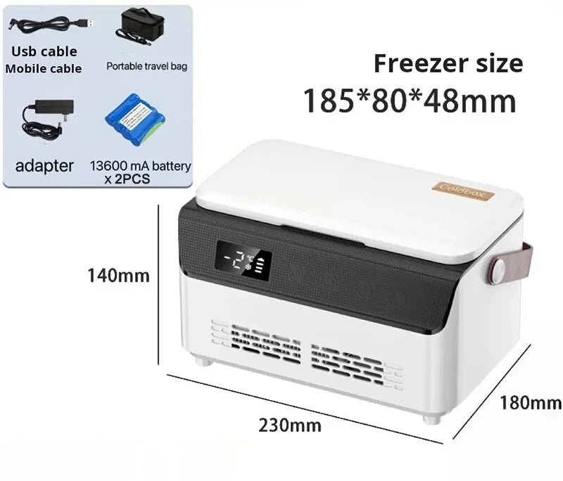 13600mAH*2 Insulin Cooler Mini Medicine Portable Refrigerator Smart Temperature Control LCD Display Medical Fridge for Travel