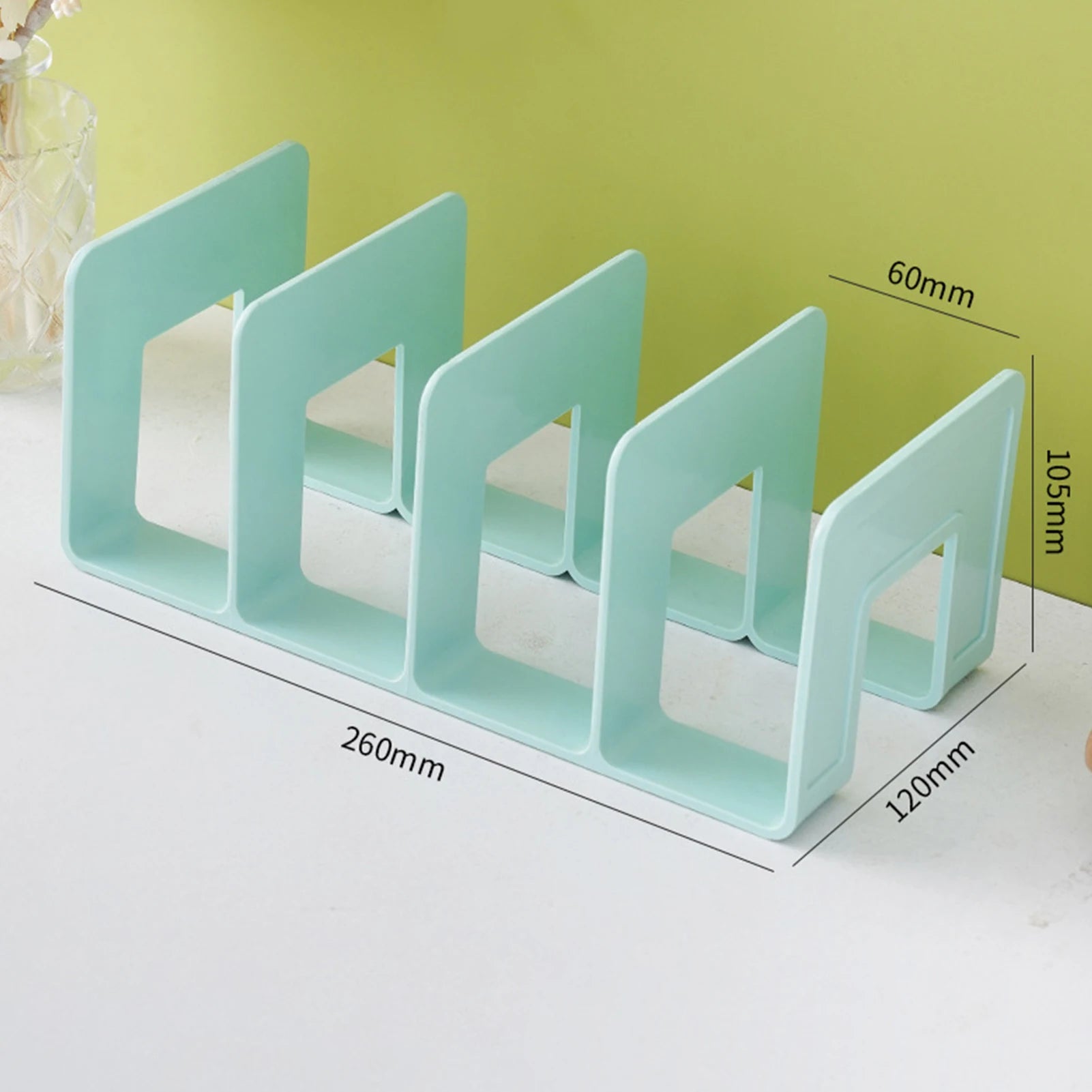 4 Compartments Rack Book Organizer ABS Bookends Stand Bookshelf Divider Book Paper Files Storage Rack for Home Office Classroom