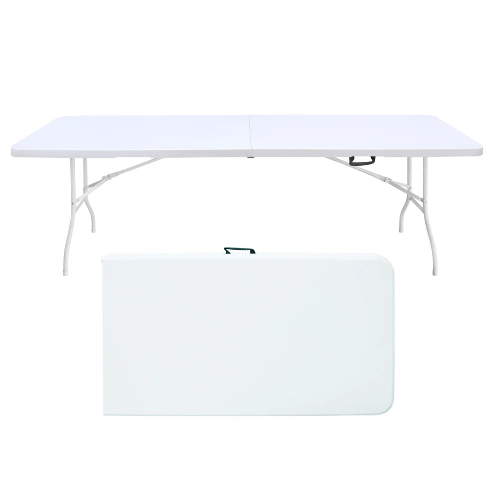 244cm Heavy Duty Portable Folding Table - 135KG, Multi-Functional Fold-Up Table, Indoor Outdoor Use for Camping Picnic Parties