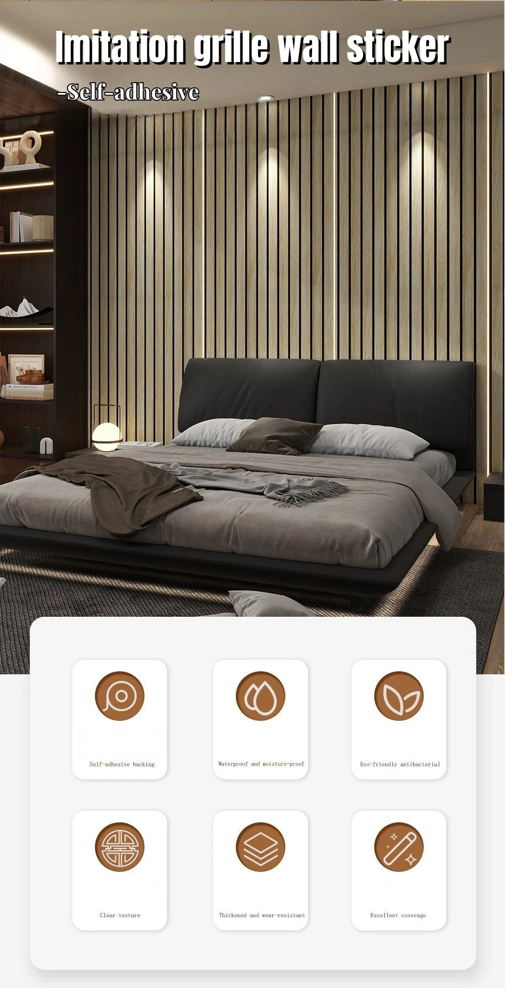 3/5/10M Imitation Grille Self Adhesive Wallpaper for Bedroom Walls Foam Peel and Stick Wallpapers Contact Paper Wall Stickers