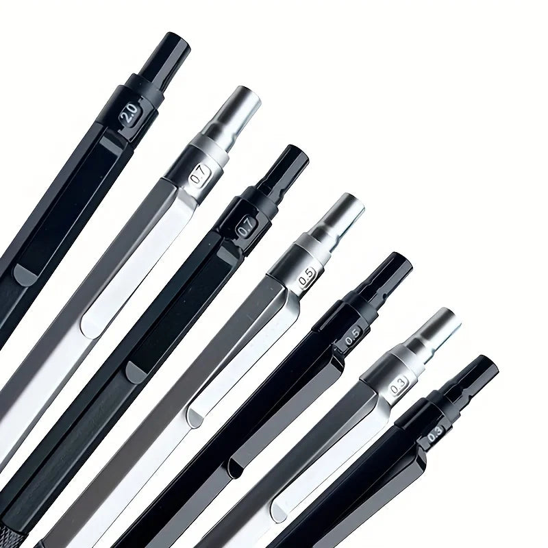 0.3/0.5/0.7/0.9/2.0mm Mechanical Pencil Low Center of Gravity Metal Drawing Special Pencil Office Write Art Supplies for School