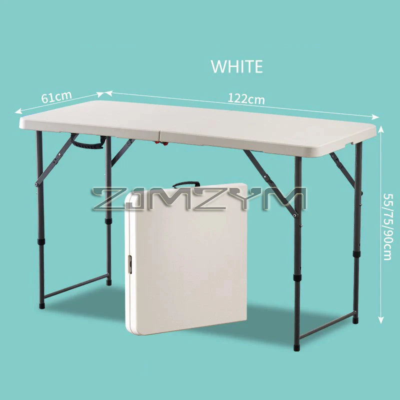 1.2M 1.5M 1.8M Height-Adjustable Folding Table Event Outdoor Camping Desk Garden Booth Party Long Table