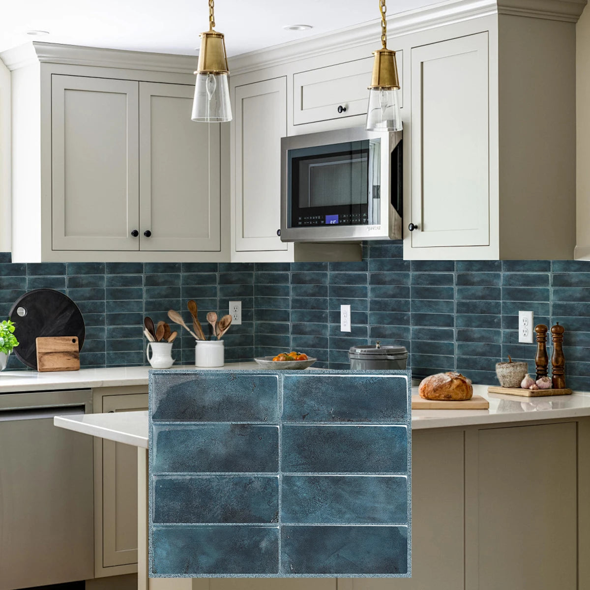 5/10/20pcs Self-Adhesive Wall Tile Stickers, Heat Resistant Peel AndStick Kitchen Backsplash, Waterproof Wall Tile Stickers