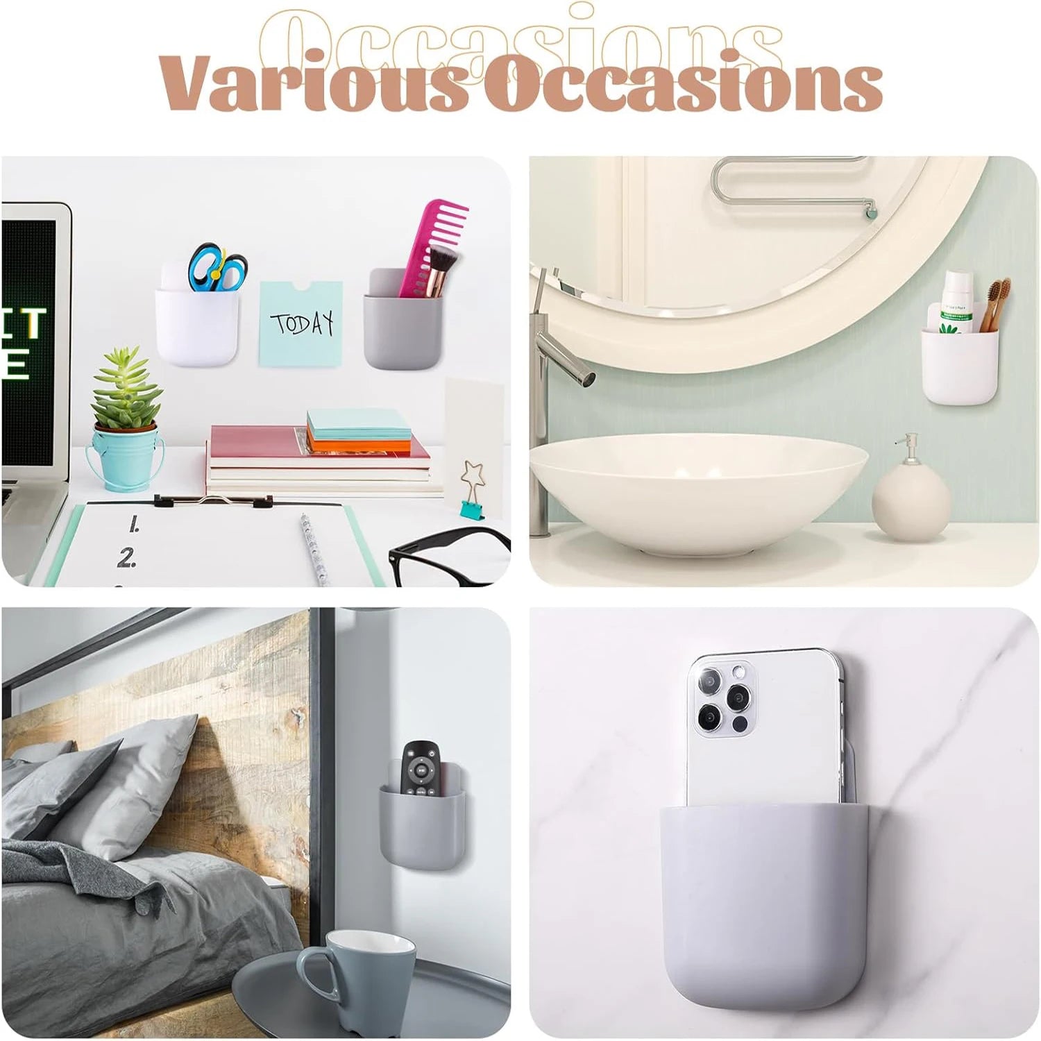 Wall Mounted Storage Box Mobile Phone Plug Holder Stand Rack Remote Control Storage Organizer Case For Air Conditioner TV