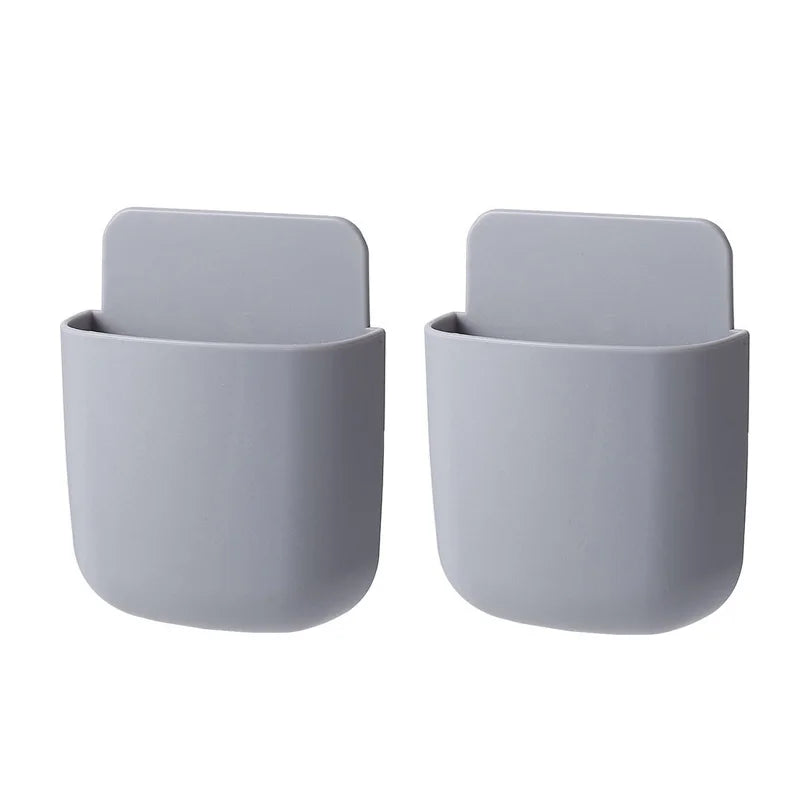 Wall Mounted Storage Box Mobile Phone Plug Holder Stand Rack Remote Control Storage Organizer Case For Air Conditioner TV