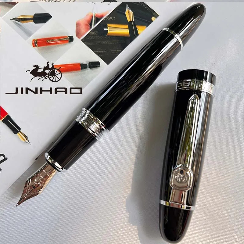 1 PCS JINHAO 159 Classic Design SIlver Trim Calligraphy Iridium Business Pen With Converter