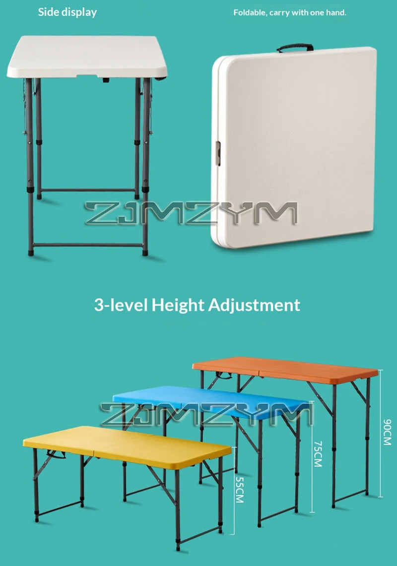 1.2M 1.5M 1.8M Height-Adjustable Folding Table Event Outdoor Camping Desk Garden Booth Party Long Table