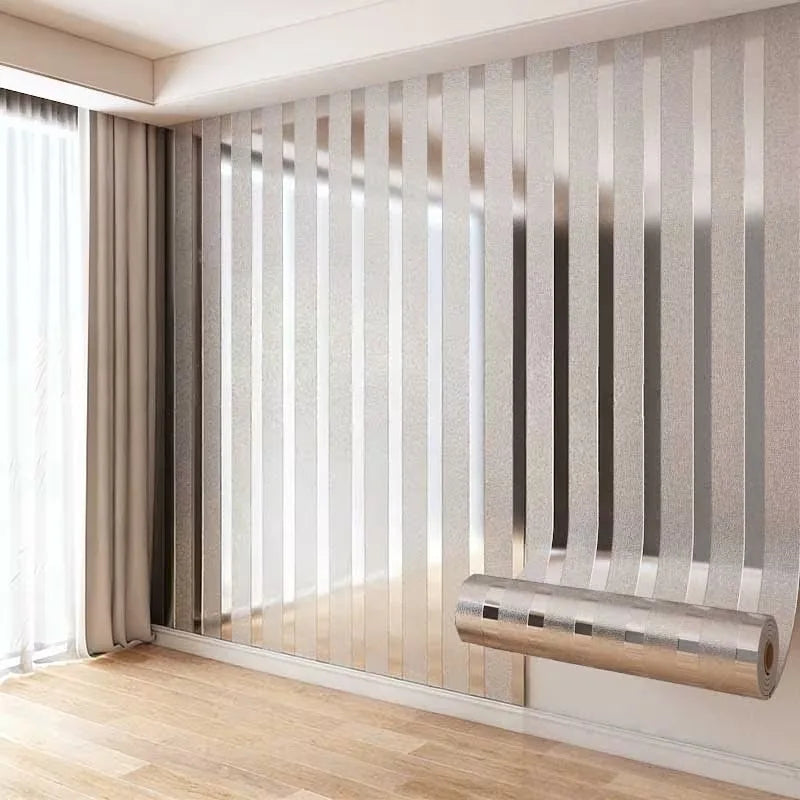 Modern Gold Striped Peel and Stick Wallpaper Shimmering Metallic Design for Bedroom Accent Wall Living Room Furniture Renovation