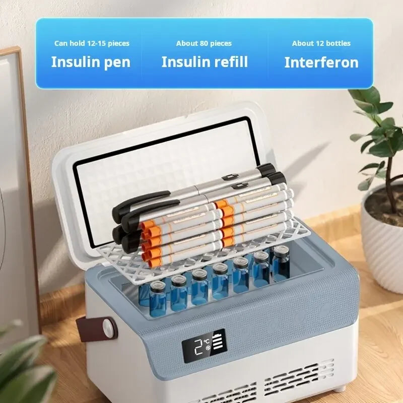 13600mAH*2 Insulin Cooler Mini Medicine Portable Refrigerator Smart Temperature Control LCD Display Medical Fridge for Travel