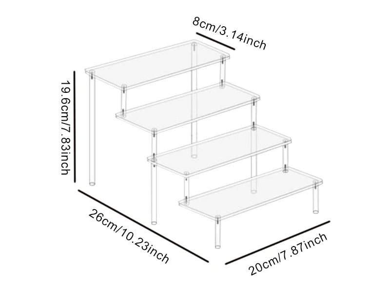 1-4 Tier Acrylic Display Stand Durable Display Rack For Cupcake Perfume Doll Transparent Trapezoidal Blind Box Storage Shelf