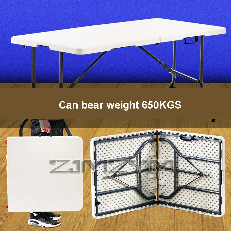 1.2M 1.5M 1.8M Height-Adjustable Folding Table Event Outdoor Camping Desk Garden Booth Party Long Table