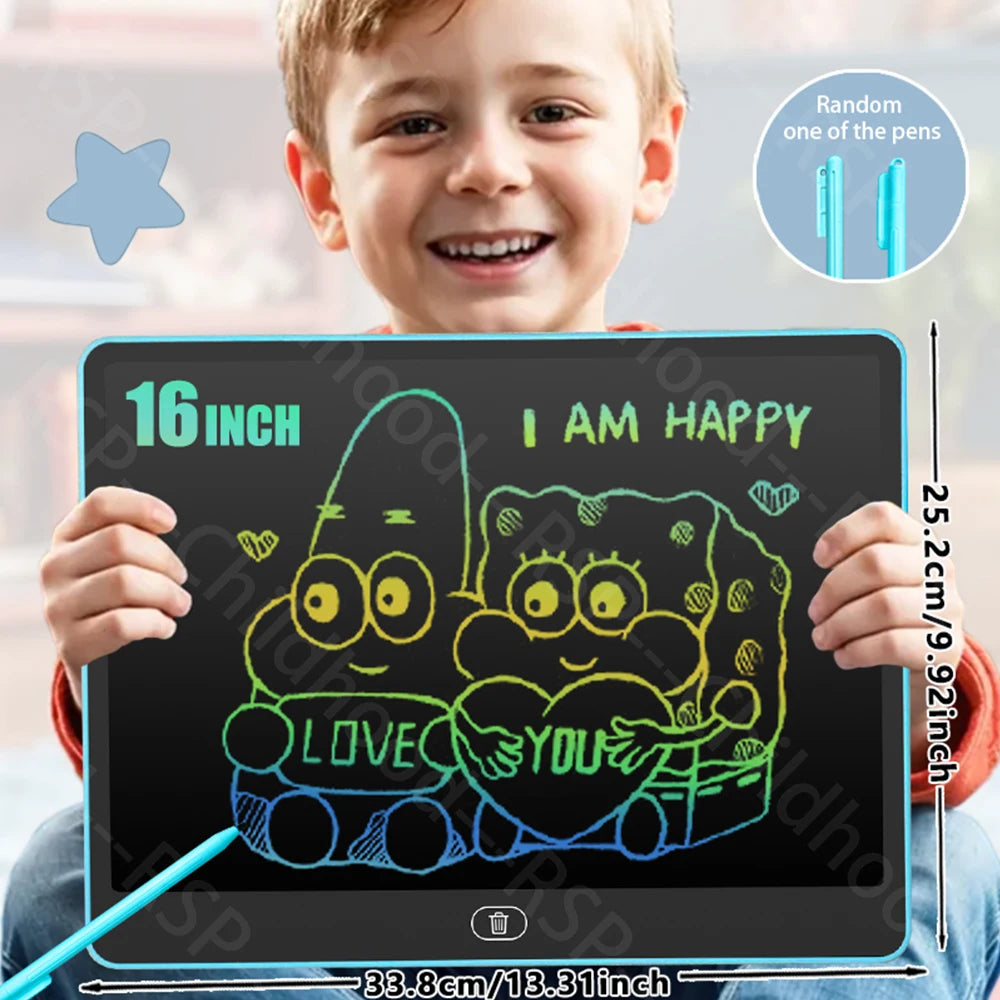 11/13/16 Inch LCD Drawing tablet Writing Board Kids Doodle Painting Handwriting Pads Toys for 3 4 5 6 7 8 Years Girls Boys Gifts