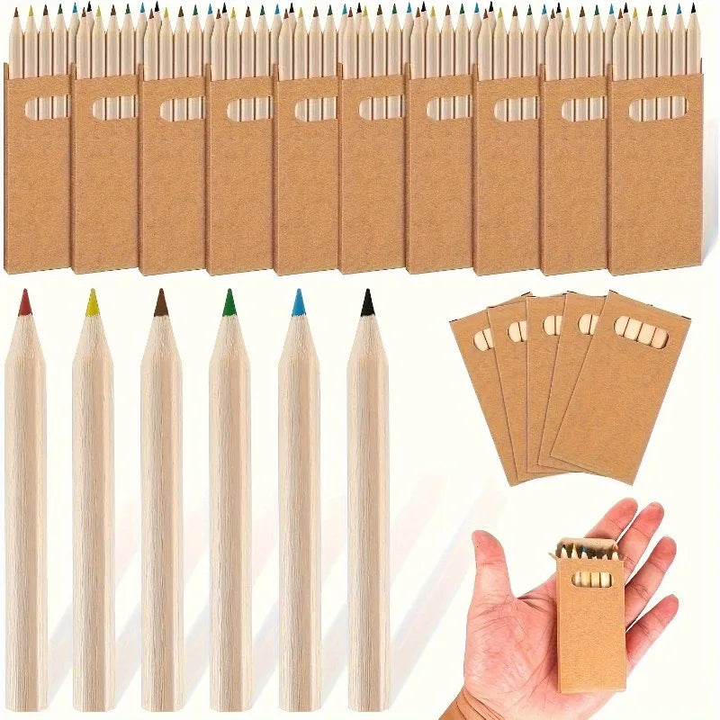 30/60/120pcs(1 Box of 6 Pieces）Mini Colored Pencils , 8.89cm Short Pencils with 6 Vibrant Colors for Crafts & Gifts,color Pencil