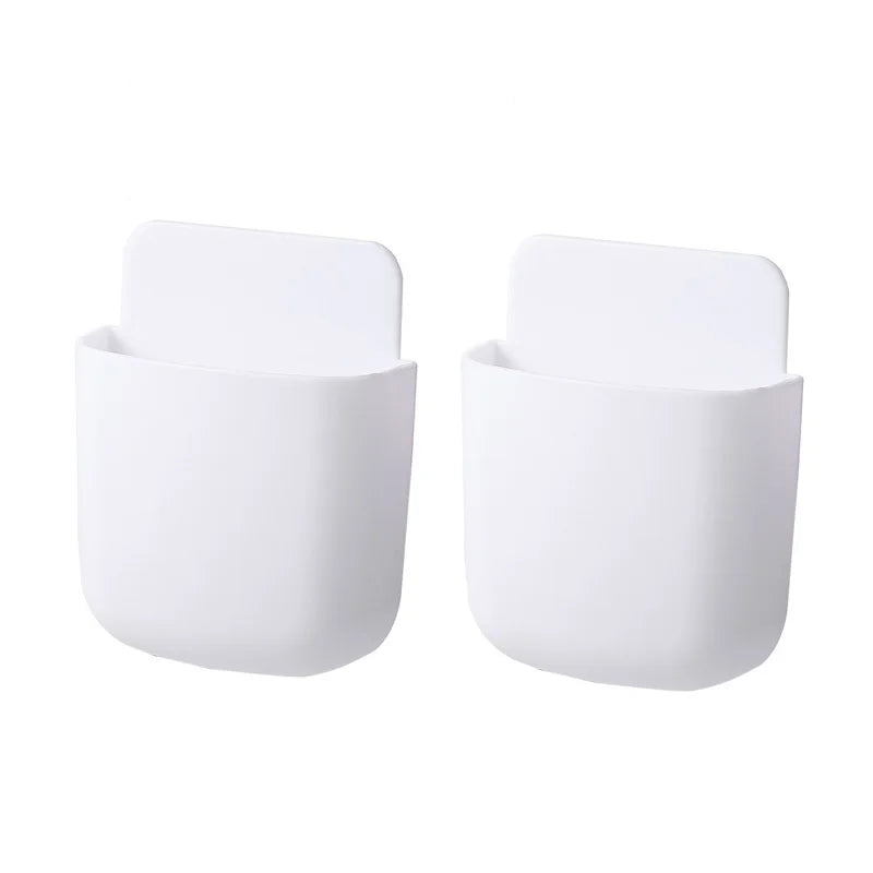 Wall Mounted Storage Box Mobile Phone Plug Holder Stand Rack Remote Control Storage Organizer Case For Air Conditioner TV