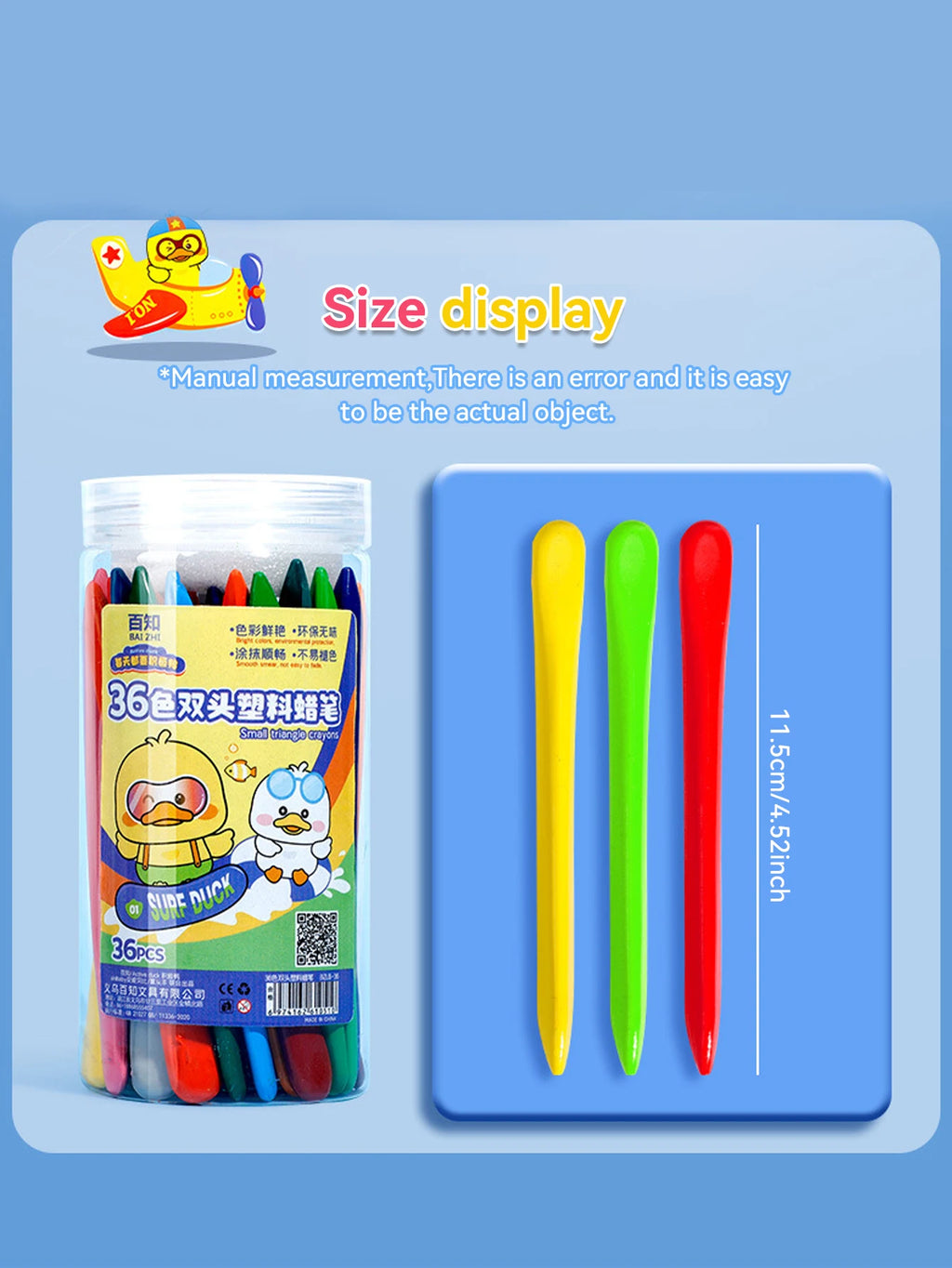 12-36 Color Kawaii Double-headed Triangle Crayon Children's Oil Painting Sticks Safe and Harmless Early Art Educational Supplies