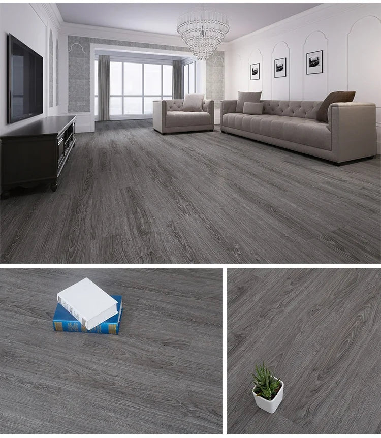 36pc Self-adhesive Wood Grain Floor Wall Sticker Modern Style PVC Living Room Toilet Kitchen Home Floor Decor Waterproof Sticker