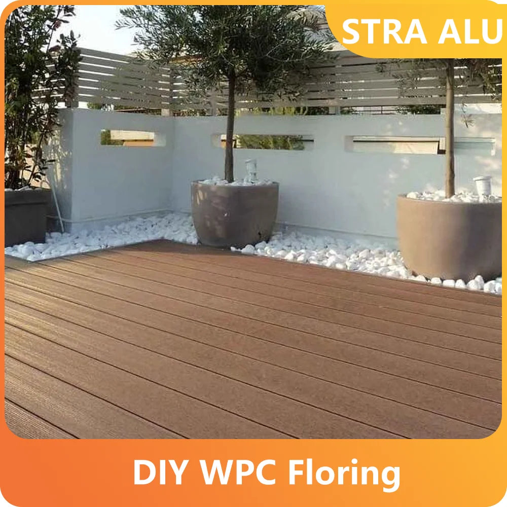3 items DIY outdoor wood-plastic floor,Wood-plastic composite wood-plastic pavement floor engineering wooden floor is easy