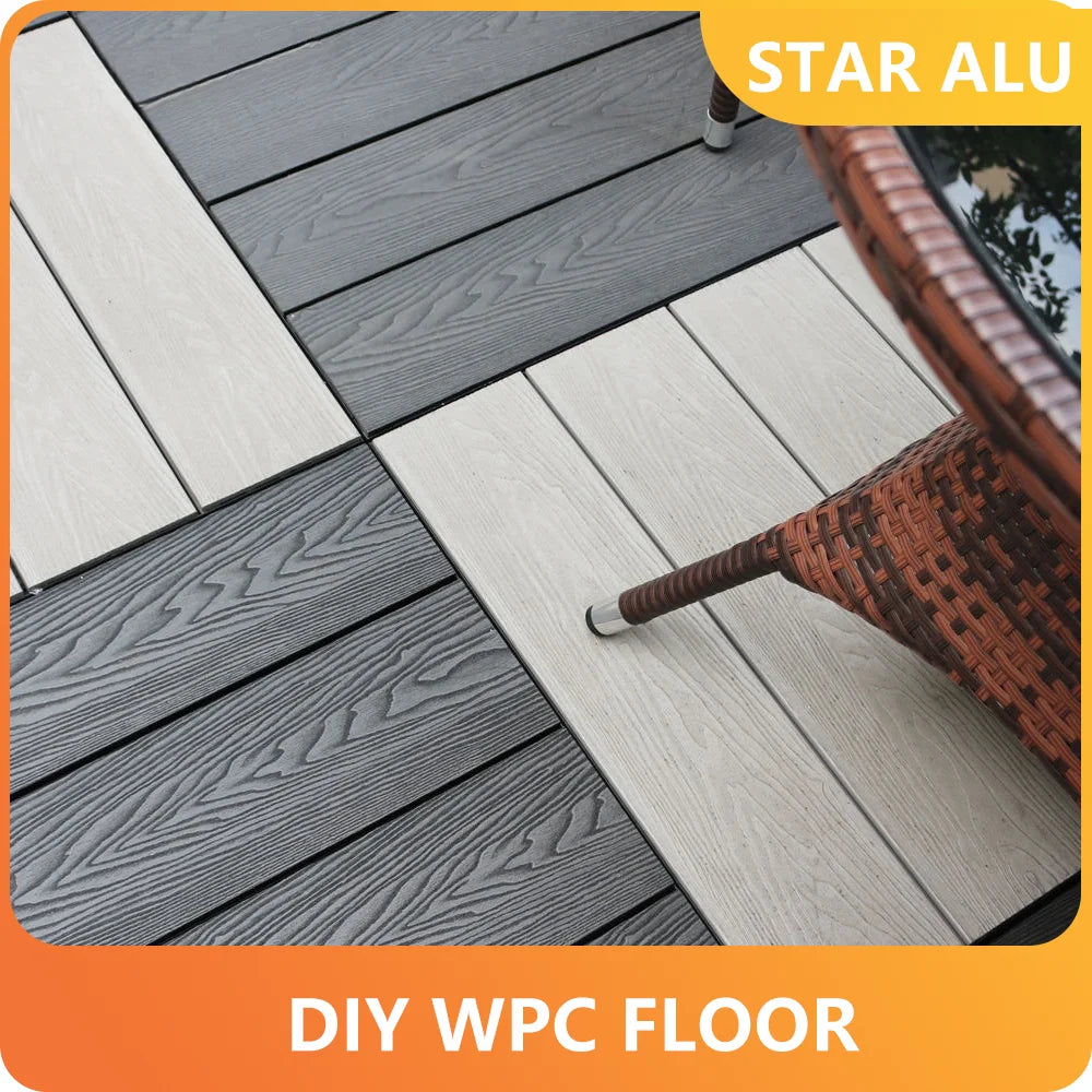 3 items outdoor wood-plastic floor, waterproof, moth-proof, nail-free, DIY snap-on type for courtyard, terrace and outdoor