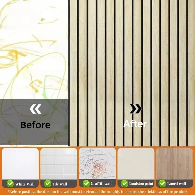 Carta da Parati Autoadesiva Effetto Listelli Legno | Peel & Stick Impermeabile