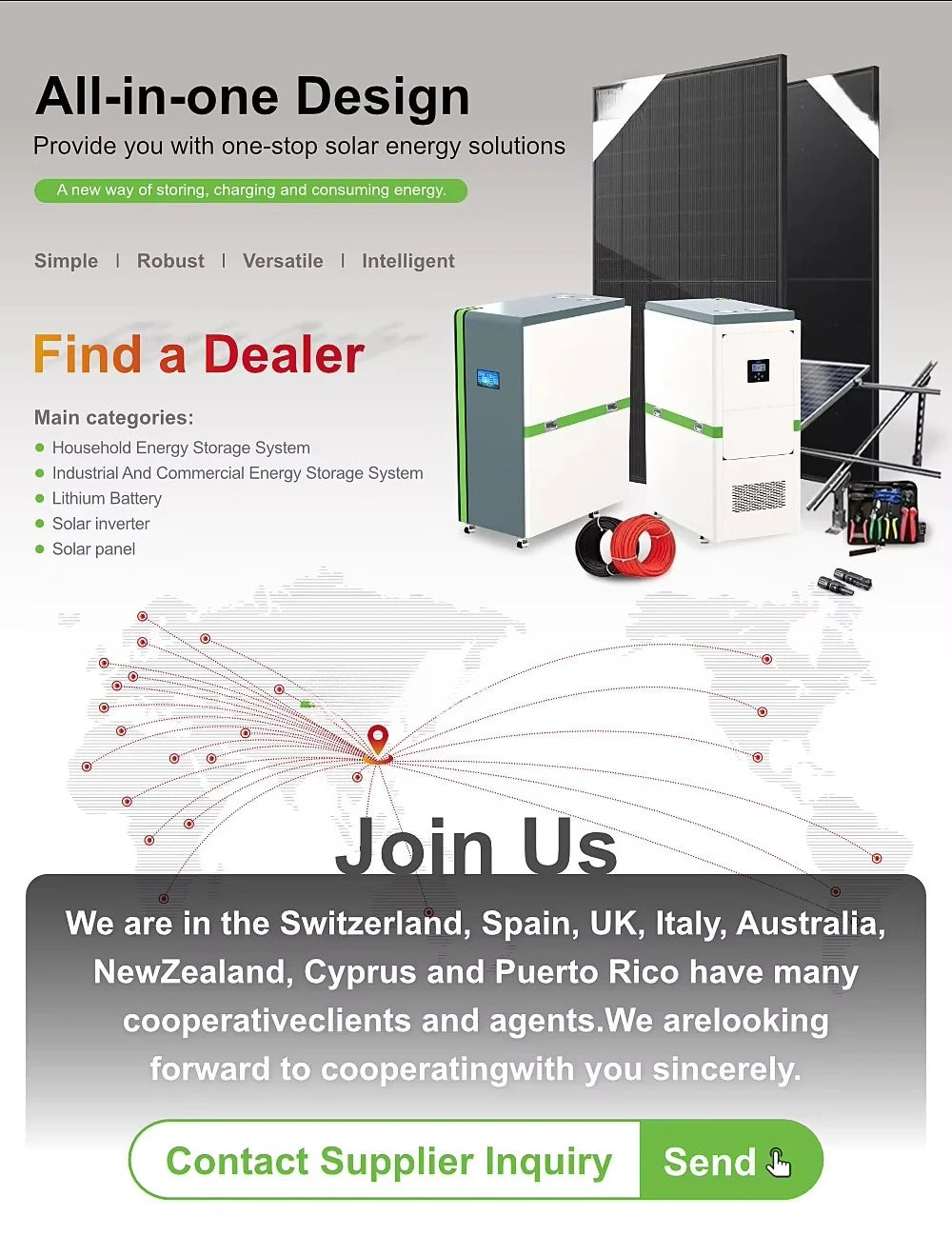 10kw 15kw 20kw 25kw Inverter All in One 50kwh 100kwh 200kwh Lithium Ion Battery Hybrid Home Solar Power System With Solar Panels