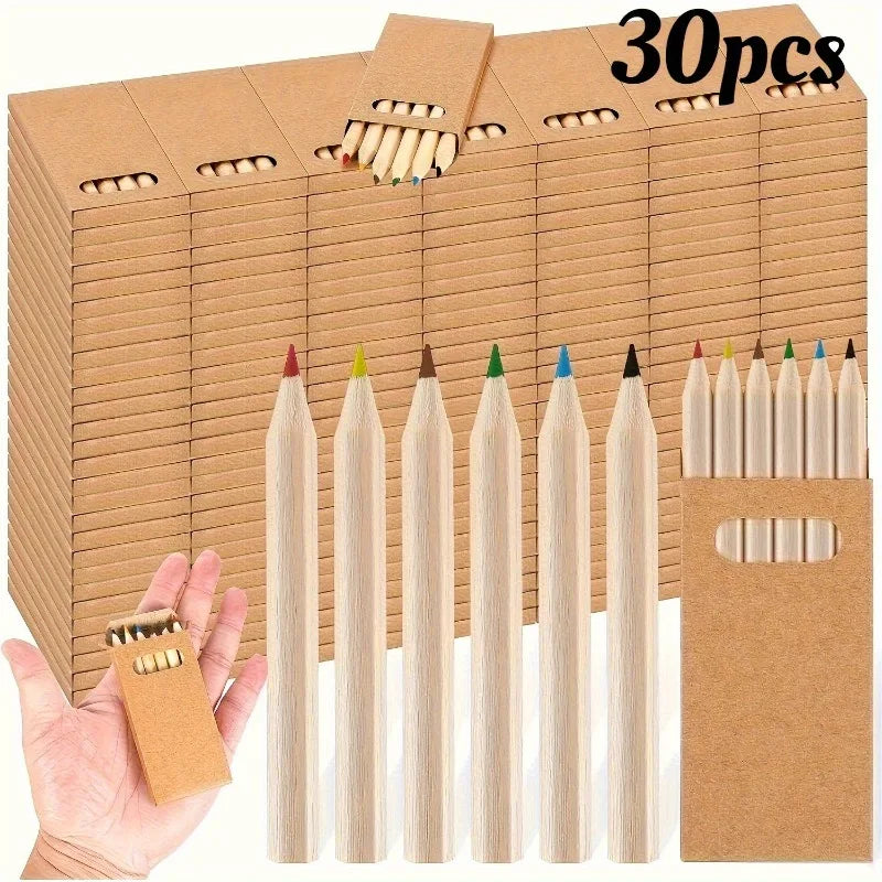 30/60/120pcs(1 Box of 6 Pieces）Mini Colored Pencils , 8.89cm Short Pencils with 6 Vibrant Colors for Crafts & Gifts,color Pencil