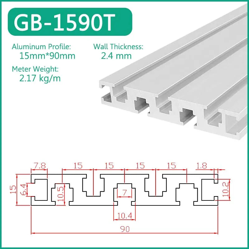 1515 1520 1530 1540 1560 1570 1590 15120 15160 15180 Aluminum Profile Framework Linear Rail Extrusion CNC 3D Printer Parts DIY