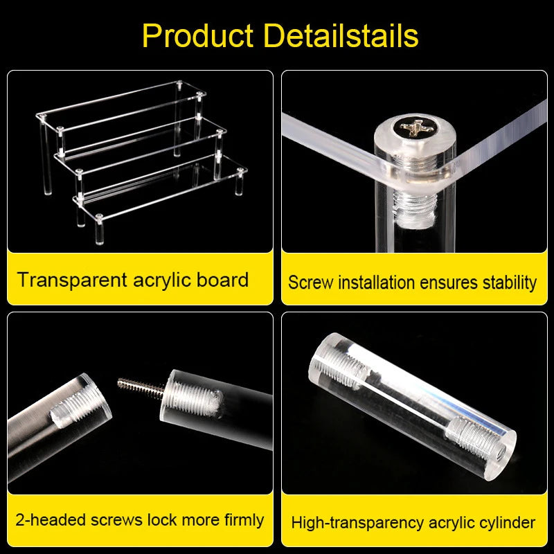 1-4 Tier Acrylic Display Stand Durable Display Rack For Cupcake Perfume Doll Transparent Trapezoidal Blind Box Storage Shelf