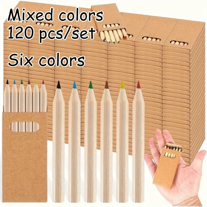 30/60/120pcs(1 Box of 6 Pieces）Mini Colored Pencils , 8.89cm Short Pencils with 6 Vibrant Colors for Crafts & Gifts,color Pencil