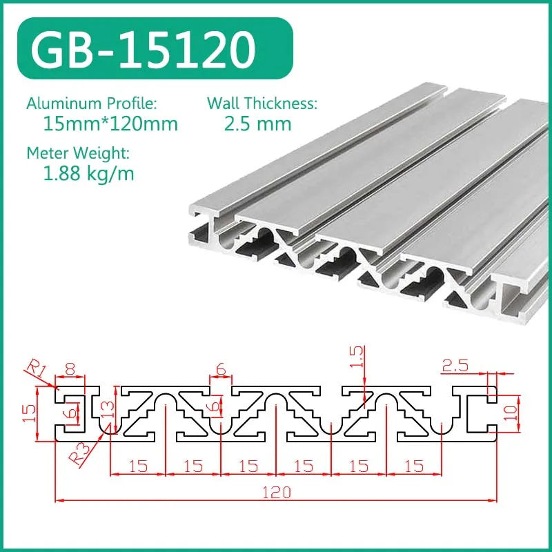 1515 1520 1530 1540 1560 1570 1590 15120 15160 15180 Aluminum Profile Framework Linear Rail Extrusion CNC 3D Printer Parts DIY