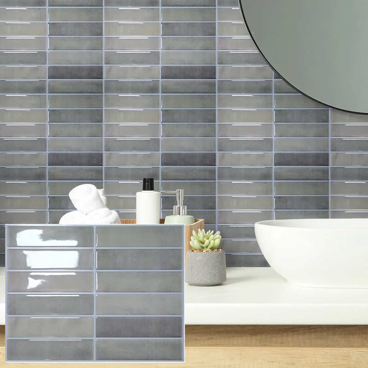 5/10/20pcs Self-Adhesive Wall Tile Stickers, Heat Resistant Peel AndStick Kitchen Backsplash, Waterproof Wall Tile Stickers