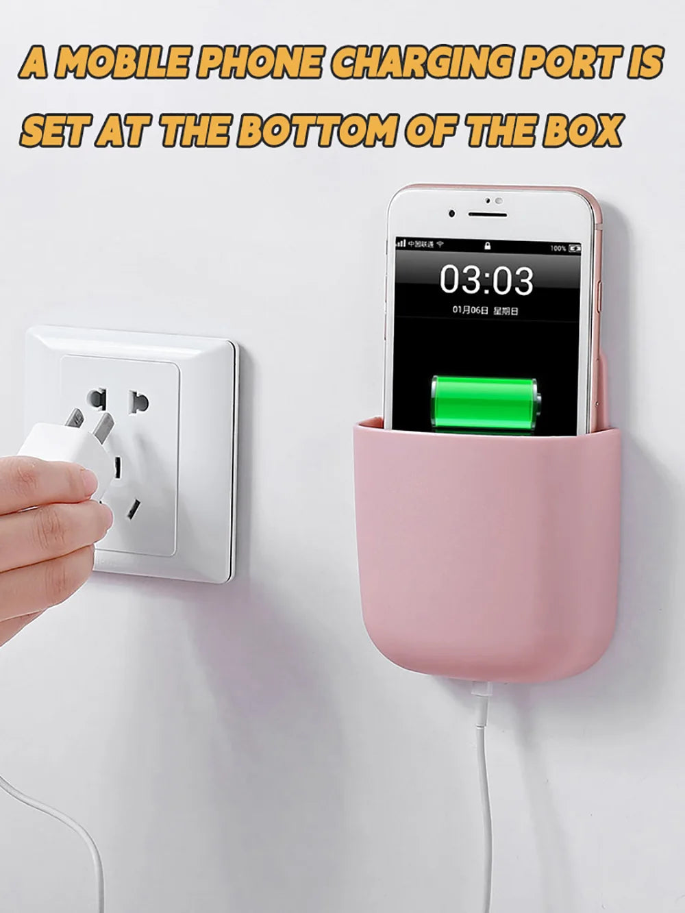 Wall Mounted Storage Box Mobile Phone Plug Holder Stand Rack Remote Control Storage Organizer Case For Air Conditioner TV