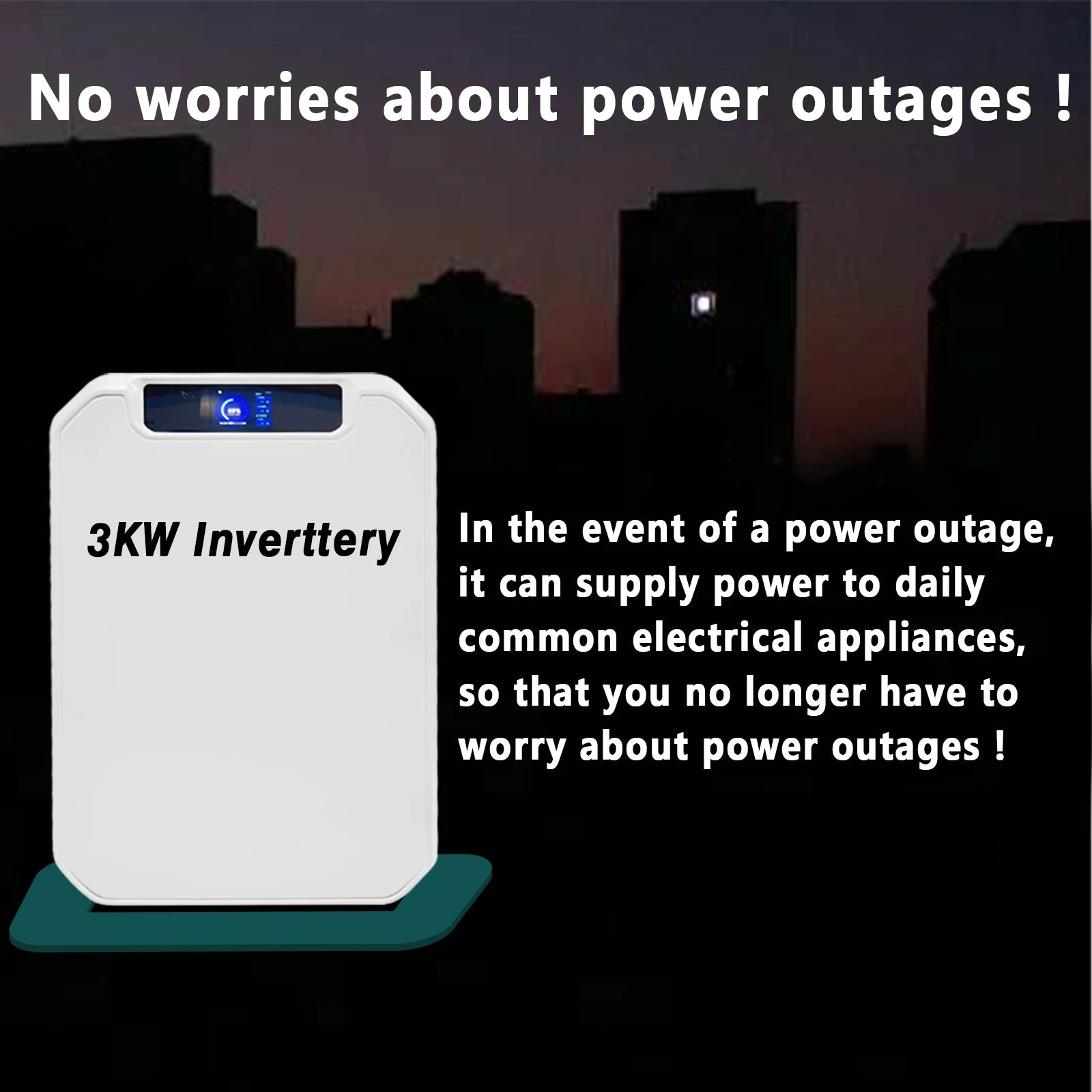 3000W Off Grid Photovoltaic Energy Storage Power Station, 3KW Inverter and 24V 100Ah LiFePO4 Battery All-in-one Machine