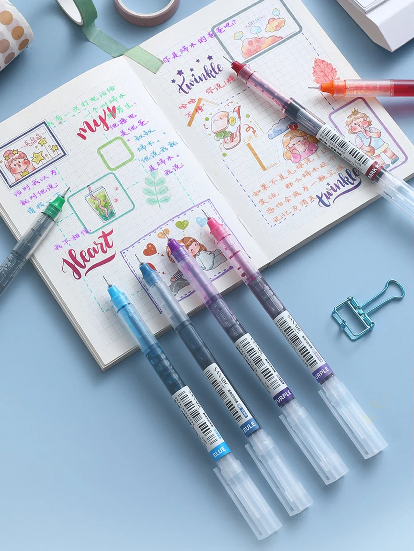 10 Pcs Color Gel pens.Quick Drying Large Capacity，0.5mm, suitable for Students, Note-taking, Marking, Drawing, Bookkeeping.