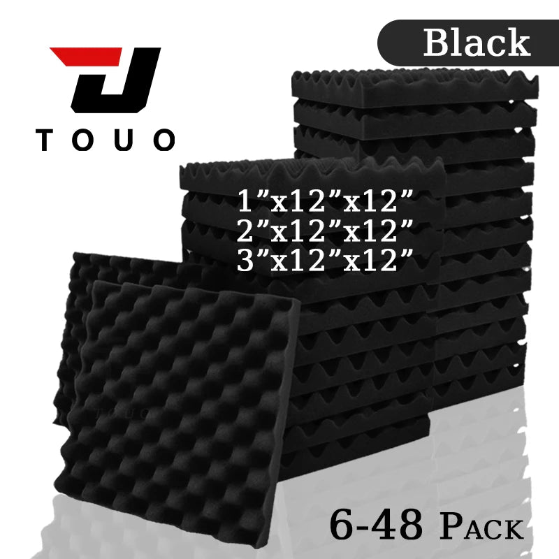 TOUO 6-48 Pack Acoustic Panels Sound Proof Foam Panels Wall Soundproofing Acoustic Foam Panels  Flame Retardant