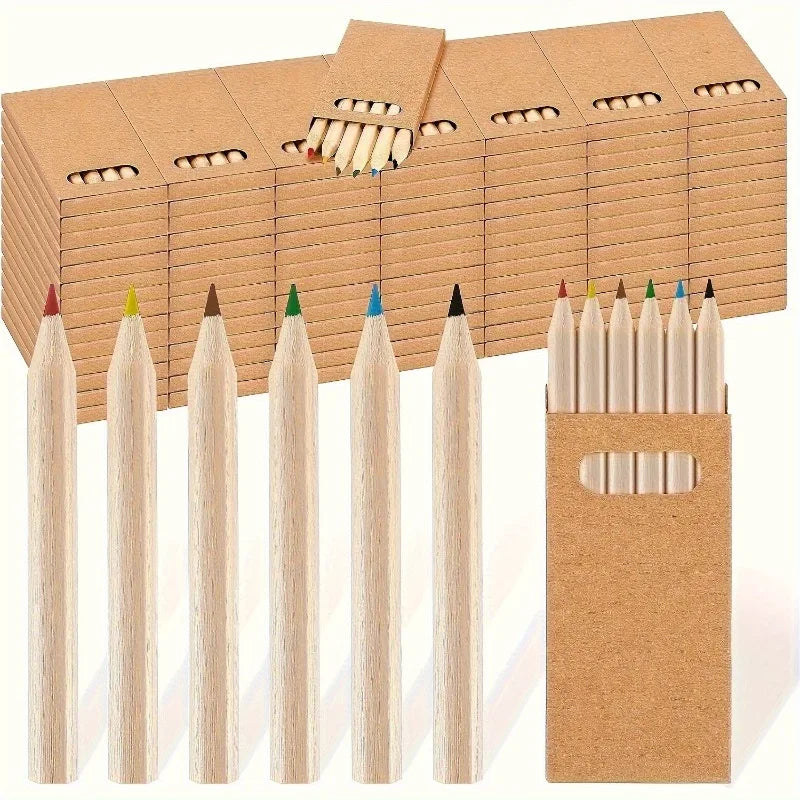30/60/120pcs(1 Box of 6 Pieces）Mini Colored Pencils , 8.89cm Short Pencils with 6 Vibrant Colors for Crafts & Gifts,color Pencil