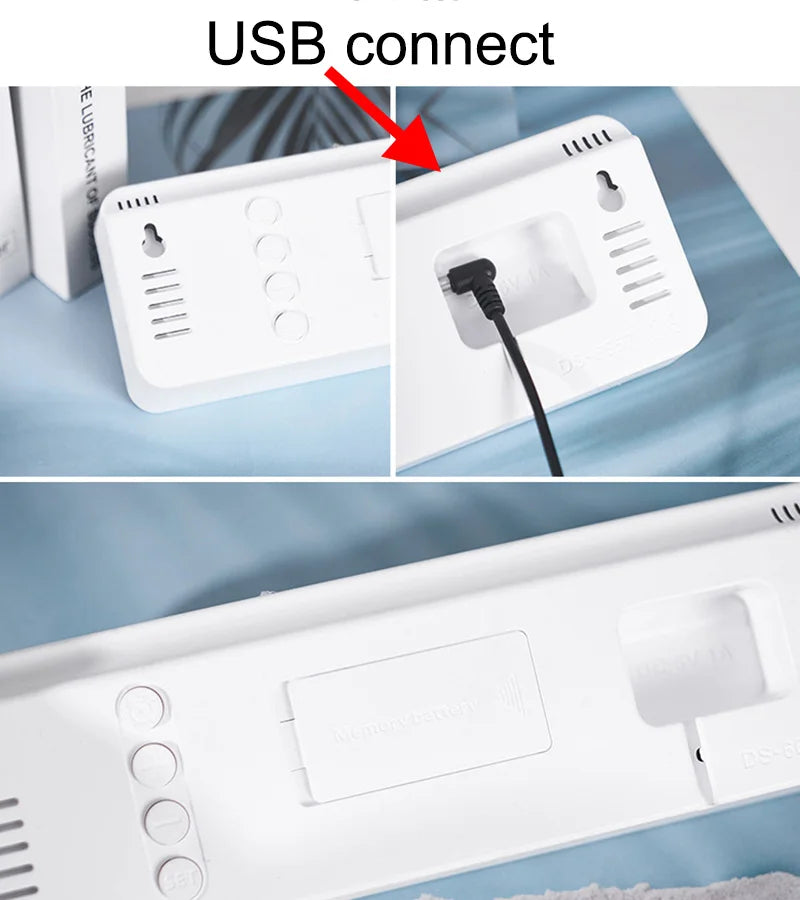 10 Inch Smart Mute LED Electronic Night Alarm Wall Clock Modern Desk Clock Minimalist Thermometer Calendar Time Cube Home Decor