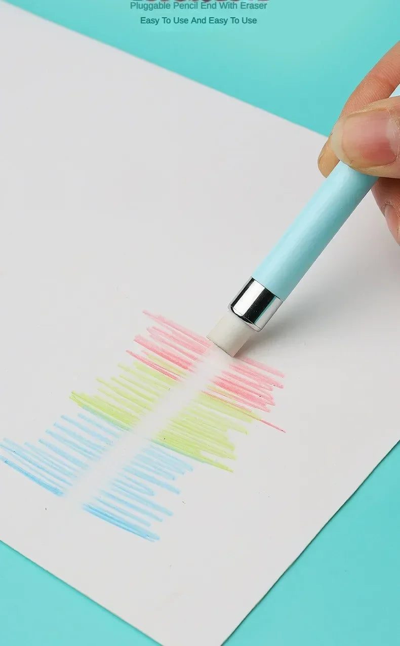 12 Pcs Set Infinity Pencils Multicolor Eternity Pencils No Ink with Eraser Pen School Stationery Drawing Pens Art Supplies